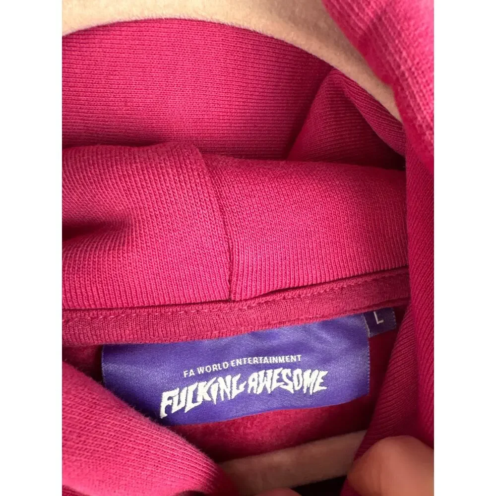 FA DEADSTOCK Pink Graphic Hoodie Sz.L NWOT - Picture 3 of 4